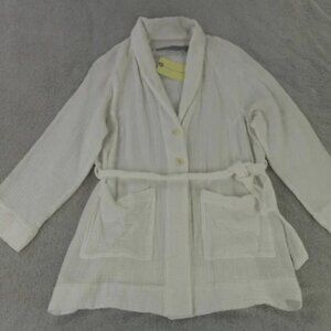 Raquel Allegra Robe Womens 0 XS* White Gauze Cotton Medley Hand Made USA